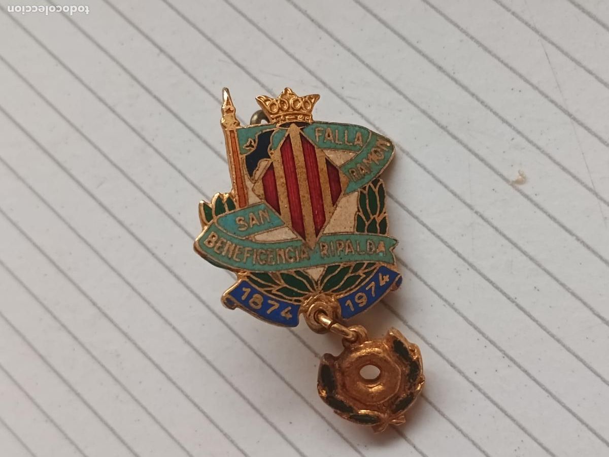 Pins de colecci&oacute;n: Fallas de Valencia. Insignia de la Falla San Ram&oacute;n Beneficencia Ripalda 1974