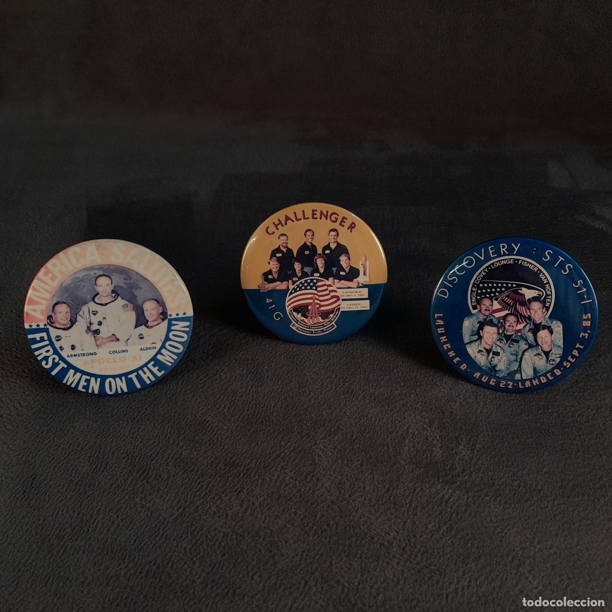 Pin's de collection: M-2249. LOTE DE TRES INSIGNIAS CONMEMORATIVAS DE LA CARRERA ESPACIAL. A&Ntilde;O 1980