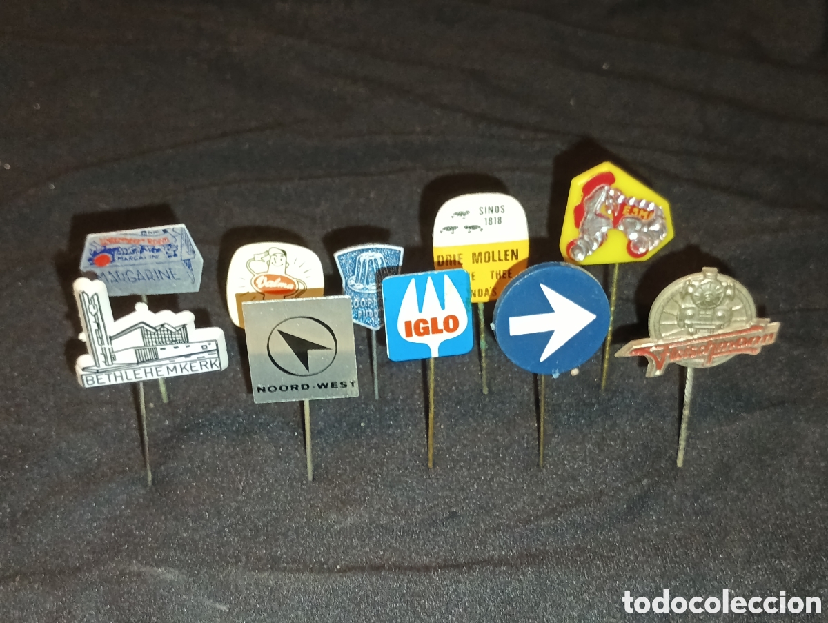Pins de colecci&oacute;n: Lote 10 alfiler aguja pins a&ntilde;os 60 tren se&ntilde;al de trafico margarina patines lote 3