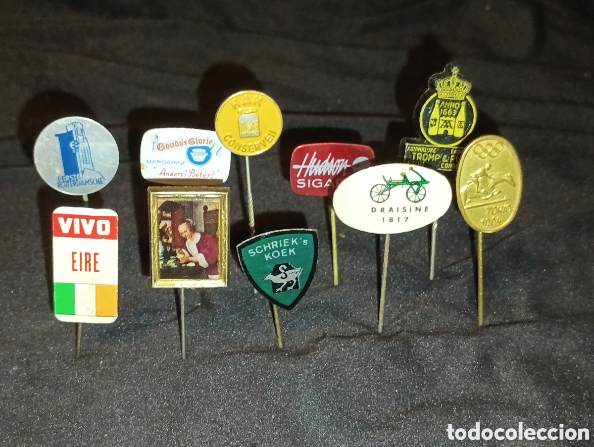 Collection pins: Lote 10 alfiler aguja pins a&ntilde;os 60 olimpiadas Tokio 1964 cuadro viva marcas veh&iacute;culo lote 5