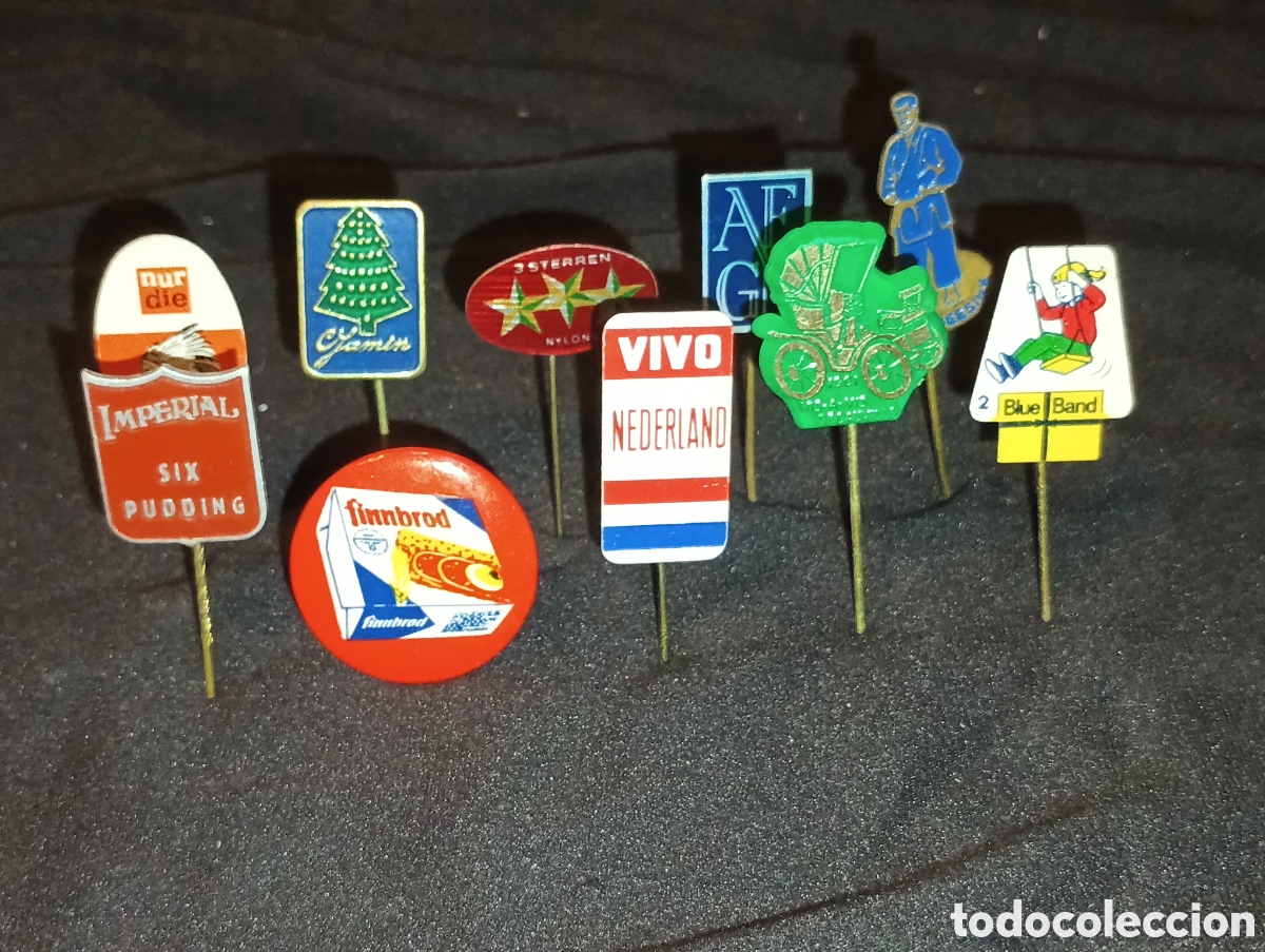 Collection pins: Lote 10 alfiler aguja pins a&ntilde;os 60 coche blue band vivo lote 7