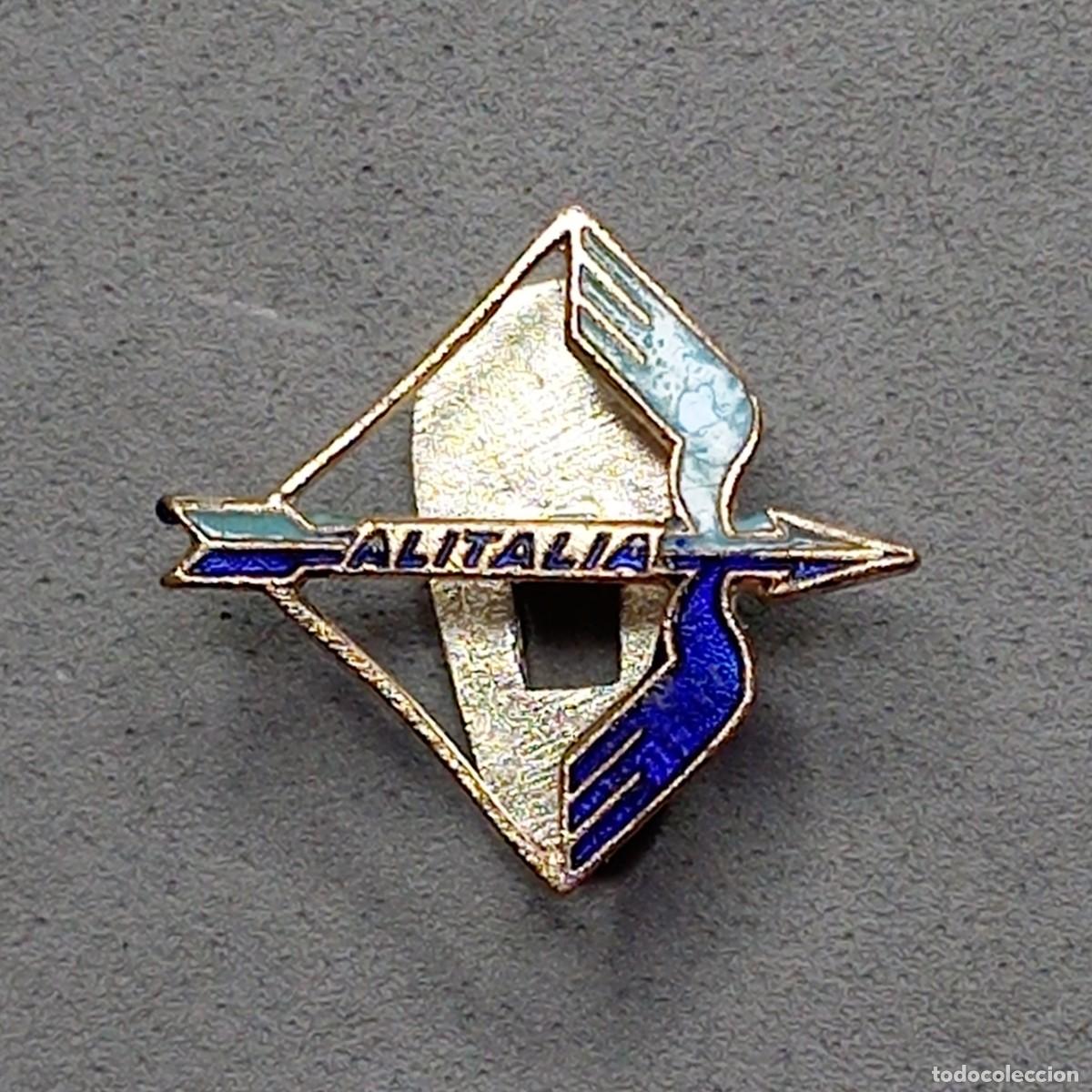 Collection pins: Antigua insignia para ojal publicidad de la aerol&iacute;nea italiana ALITALIA, a&ntilde;os 40 - 50