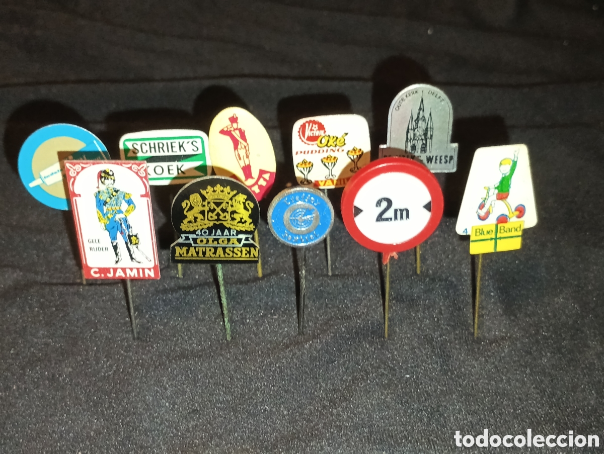 Pins de colecci&oacute;n: Lote 10 alfiler aguja pins a&ntilde;os 60 se&ntilde;al de trafico blue band c jamin Marcas lote 8