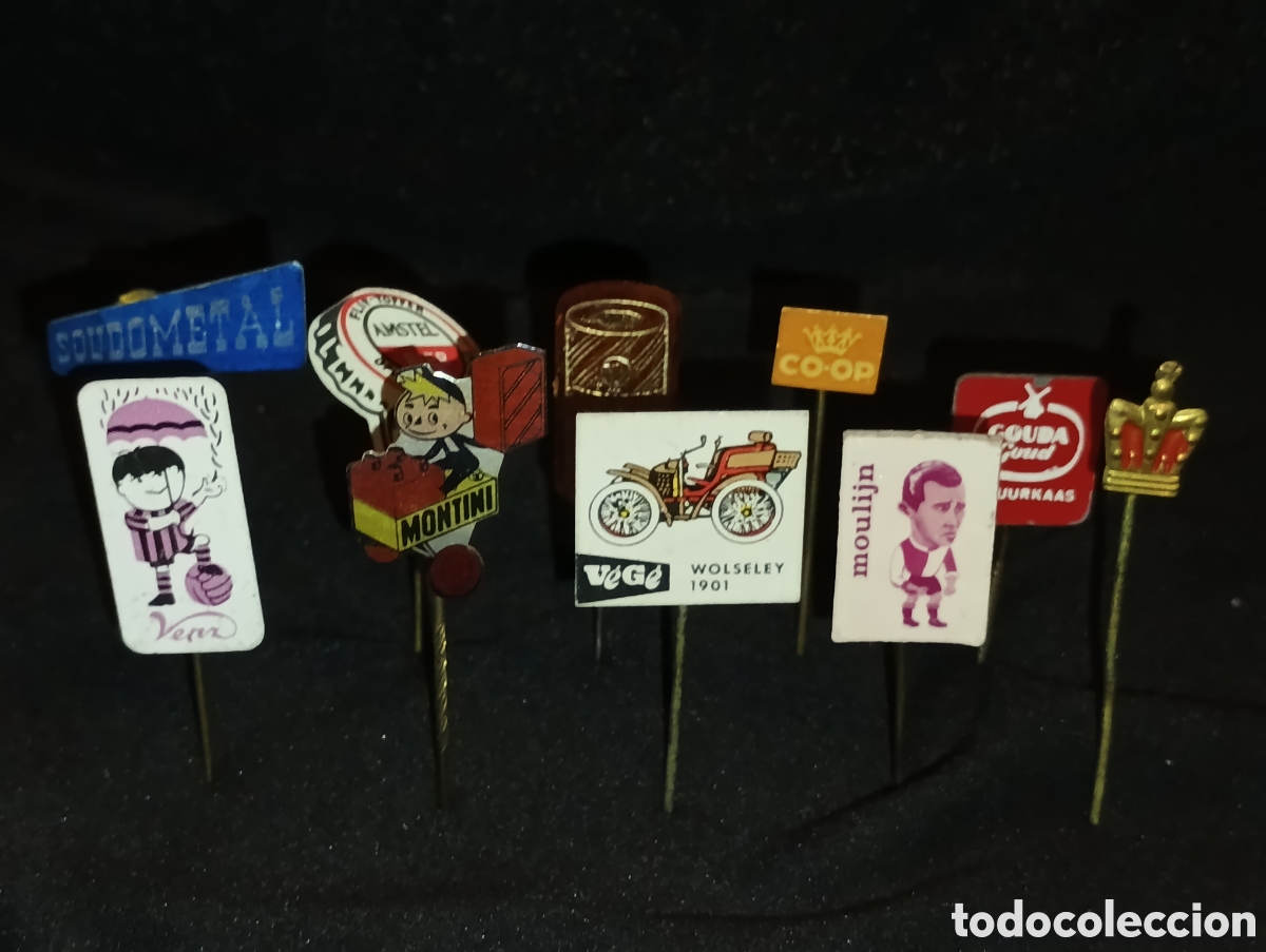 Sammlung von Pins: Lote 10 alfiler aguja pins a&ntilde;os 60 corona cerveza futbol lote 11