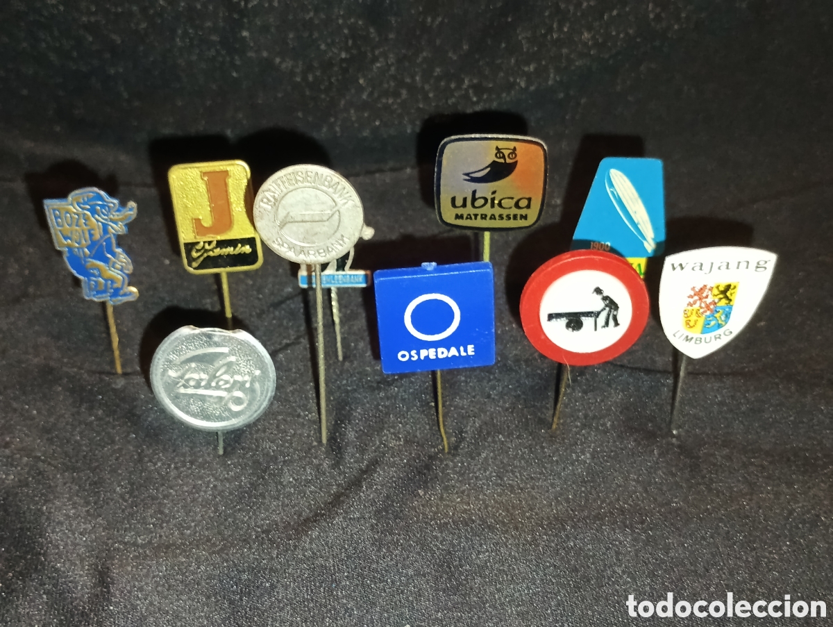 Pins de colecci&oacute;n: Lote 10 alfiler aguja pins a&ntilde;os 60 croma se&ntilde;al de trafico escudo de armas c jamin lote 12