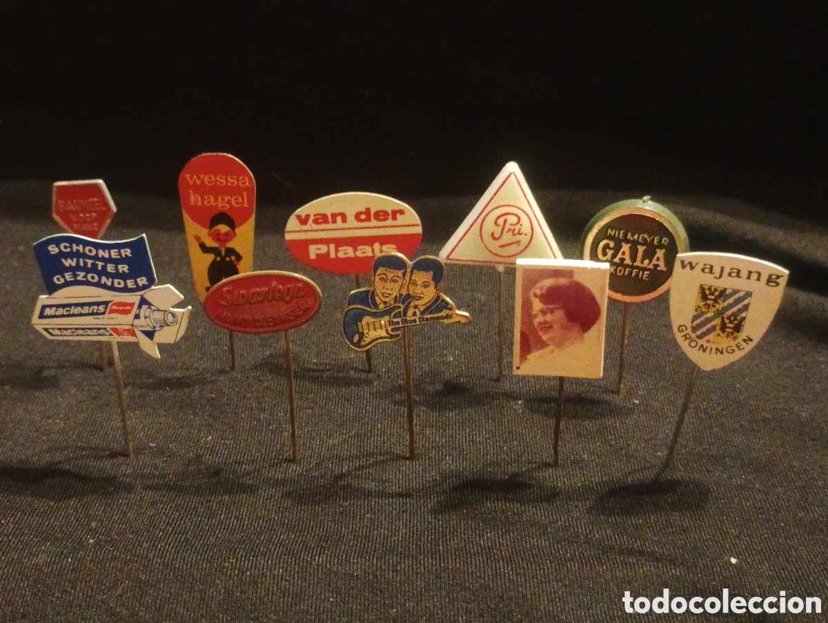 Pins de colecci&oacute;n: Lote 10 alfiler aguja pins a&ntilde;os 60 escudo foto personaje m&uacute;sicos pasta dental lote 15