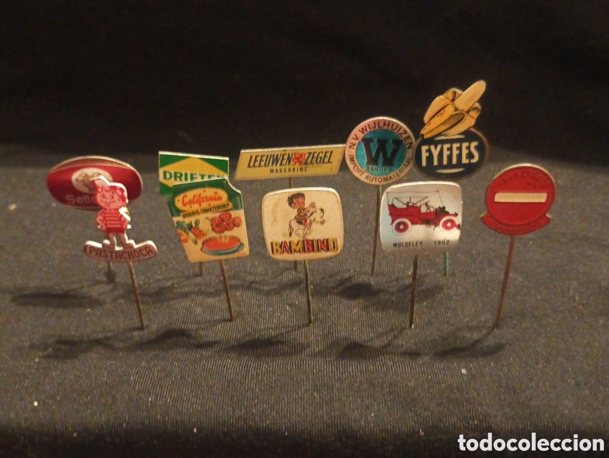 Pins de colecci&oacute;n: Lote 10 alfiler aguja pins a&ntilde;os 60 se&ntilde;al de trafico coche Bambino publicidad lote 17