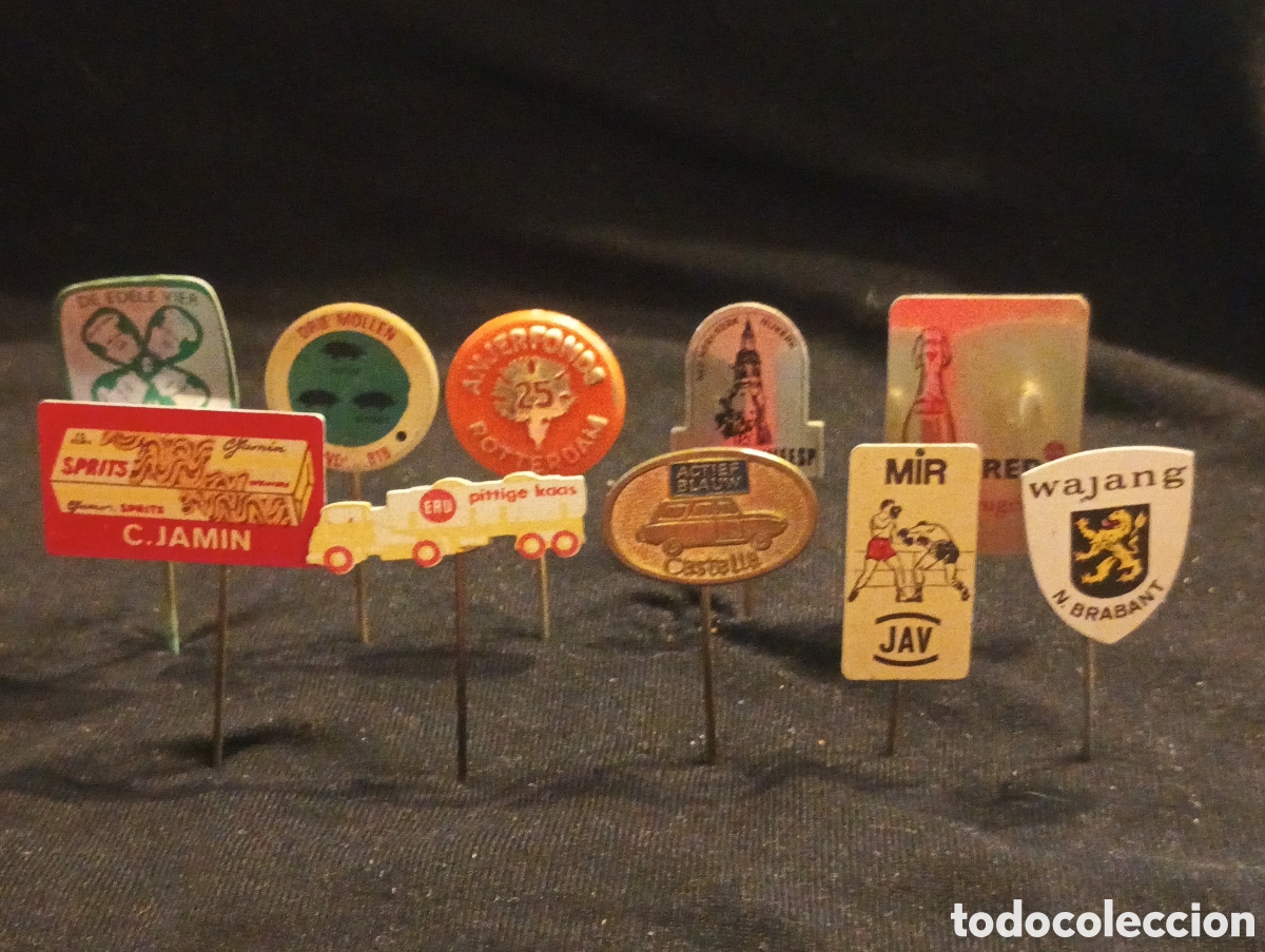 Pins de colecci&oacute;n: Lote 10 alfiler aguja pins a&ntilde;os 60 escudo boxeo coche c jamin publicidad lote 24
