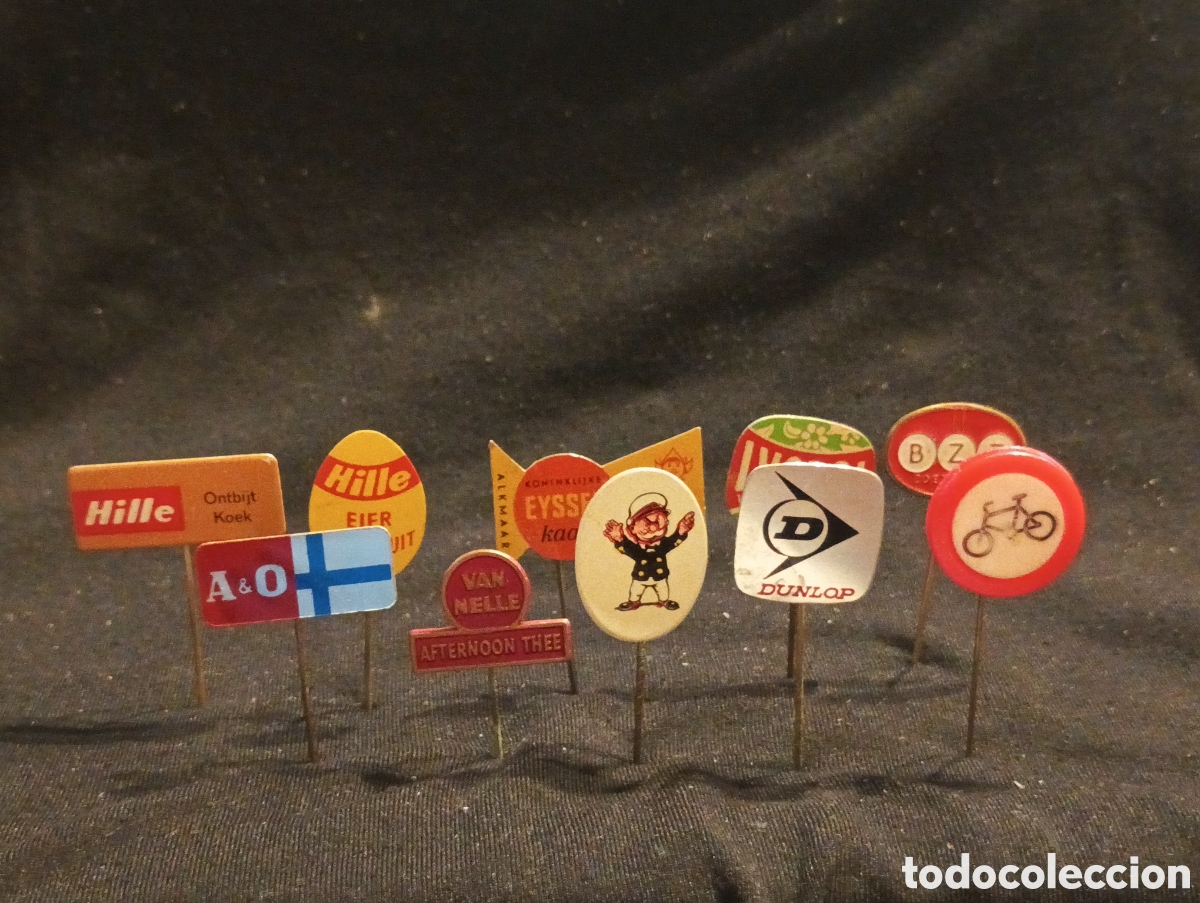 Pins de colecci&oacute;n: Lote 10 alfiler aguja pins a&ntilde;os 60 Dunlop se&ntilde;al de trafico bandera lote 33