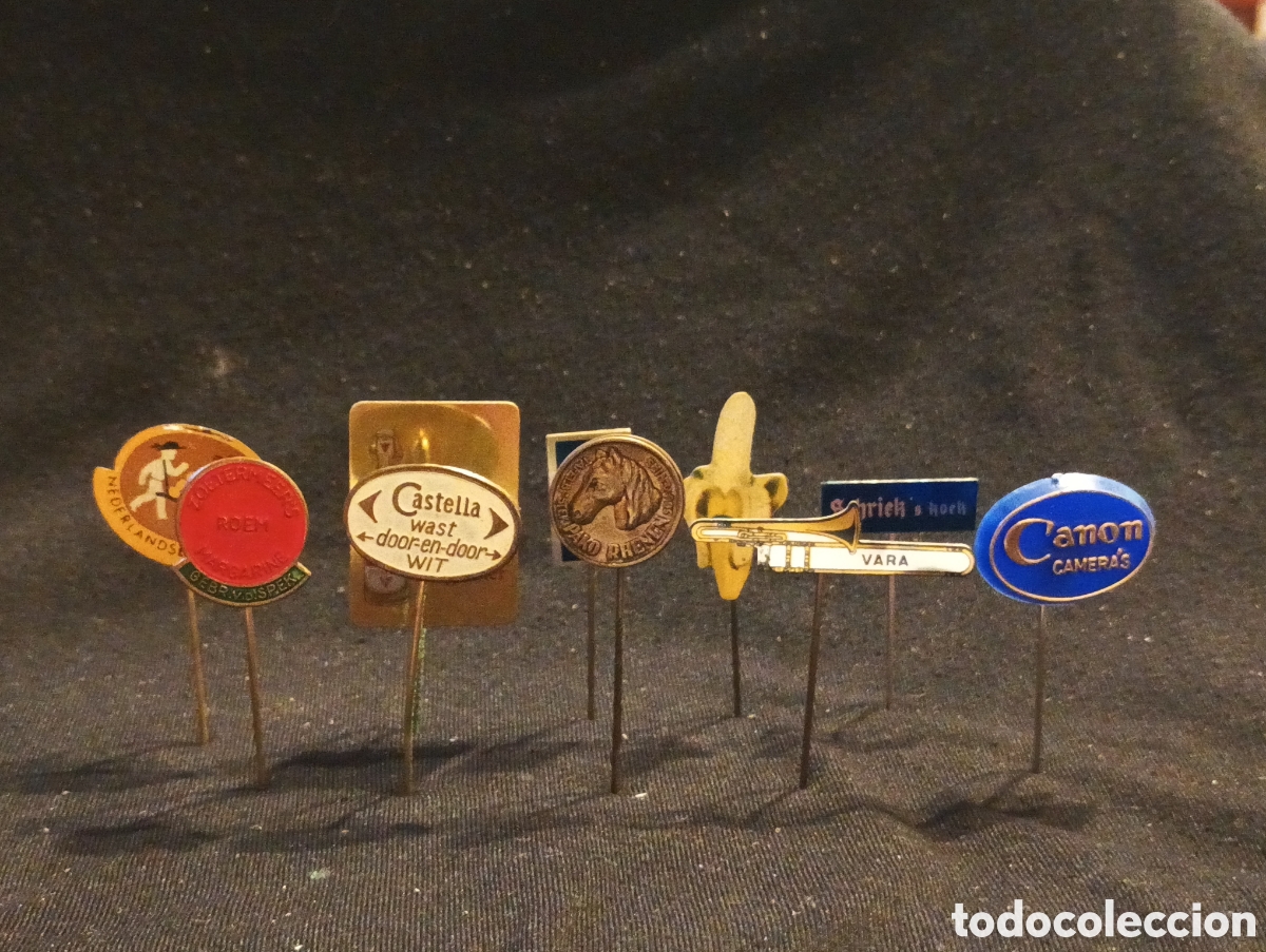 Pins de colecci&oacute;n: Lote 10 alfiler aguja pins a&ntilde;os 60 canon instrumento castella caballo lote 34