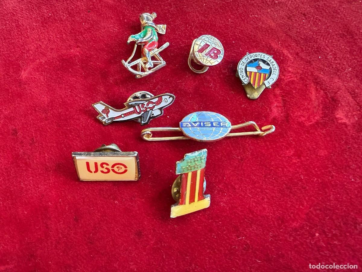 Pins de cole&ccedil;&atilde;o: Lote de 7 insignias y pins vintage esmaltados de empresas, deporte y aviaci&oacute;n