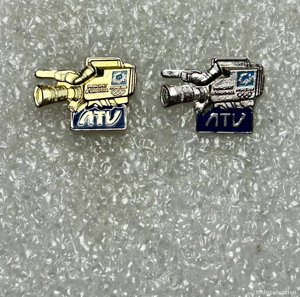 Pins de colecci&oacute;n: 4045.Lote 2 pines oficiales televisi&oacute;n de Andorra (Juegos Ol&iacute;mpicos de Atenas 2004) LIMITADA 200 uds