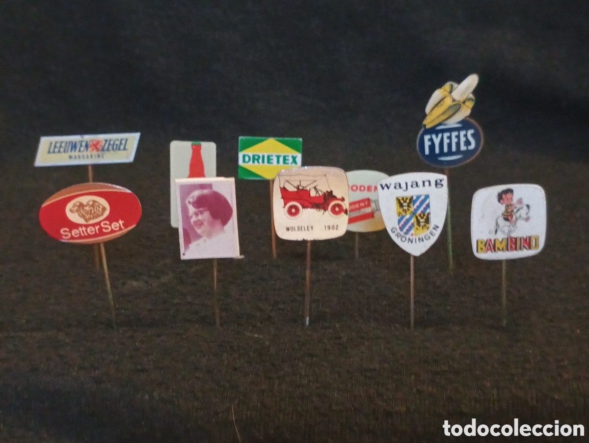 Pins de cole&ccedil;&atilde;o: Lote 10 alfiler aguja pins a&ntilde;os 60 lote 1 escudo coche personaje publicidad