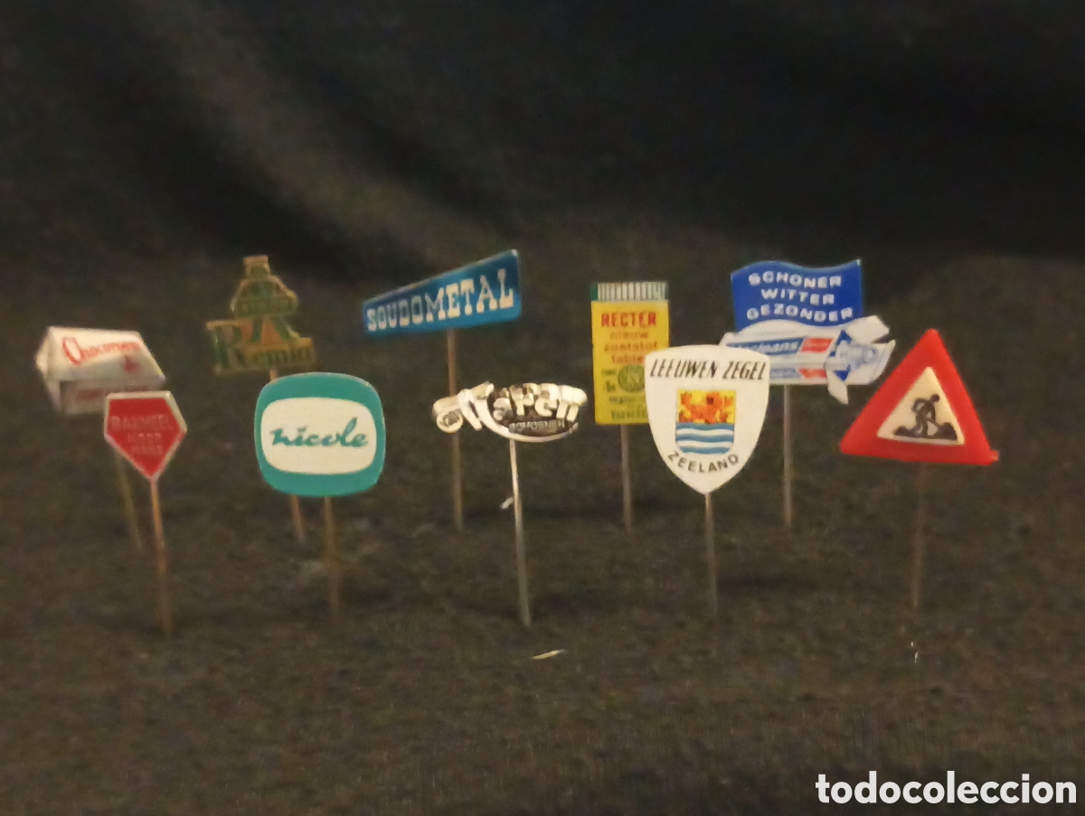 Pin's de collection: Lote 10 alfiler aguja pins a&ntilde;os 60 lote 3 escudo se&ntilde;al de trafico publicidad marca