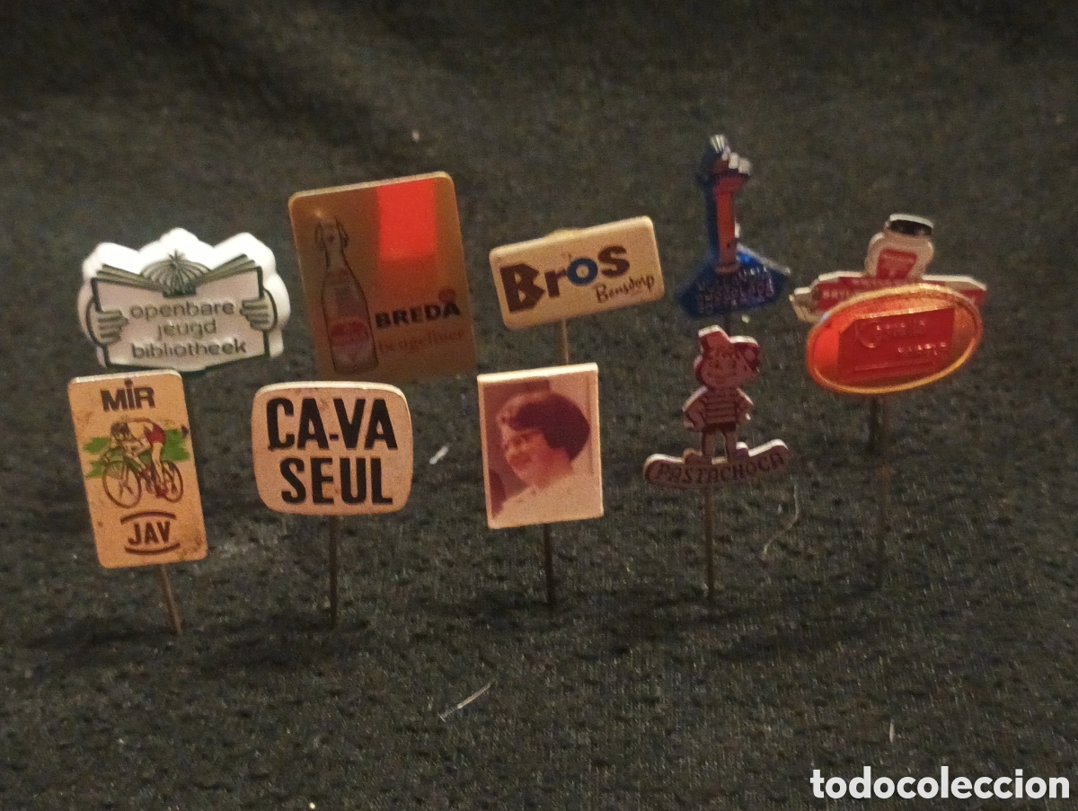 Pins de colecci&oacute;n: Lote 10 alfiler aguja pins a&ntilde;os 60 personaje bebida cava castella lote 7
