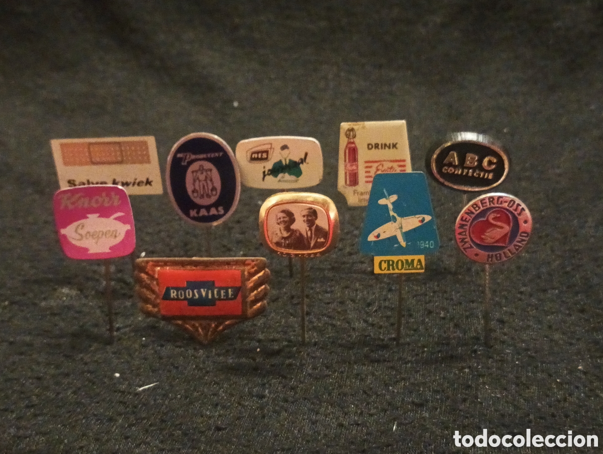 Pins de colecci&oacute;n: Lote 10 alfiler aguja pins a&ntilde;os 60 coches fotograf&iacute;a croma bebida lote 12
