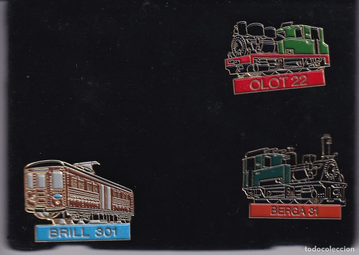Pin's de collection: COLECCION DE 3 PINS DE TRENES EN SU ESTUCHE ORIGINAL (TREN-TRAIN-ZUG) OLOT-BERGA-BRILL 301