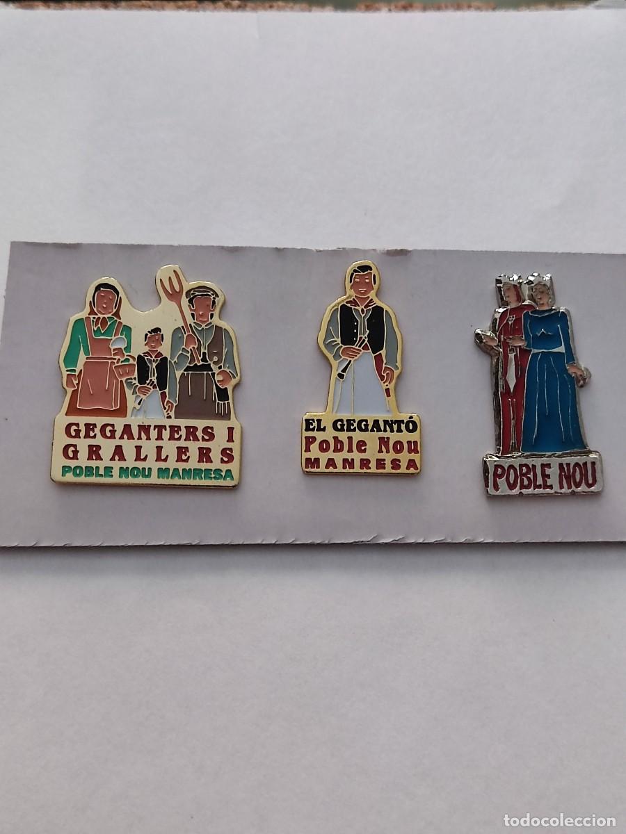 Pins de colecci&oacute;n: LOTE DE 3 PINS GEGANTS DE POBLE NOU -MANRESA