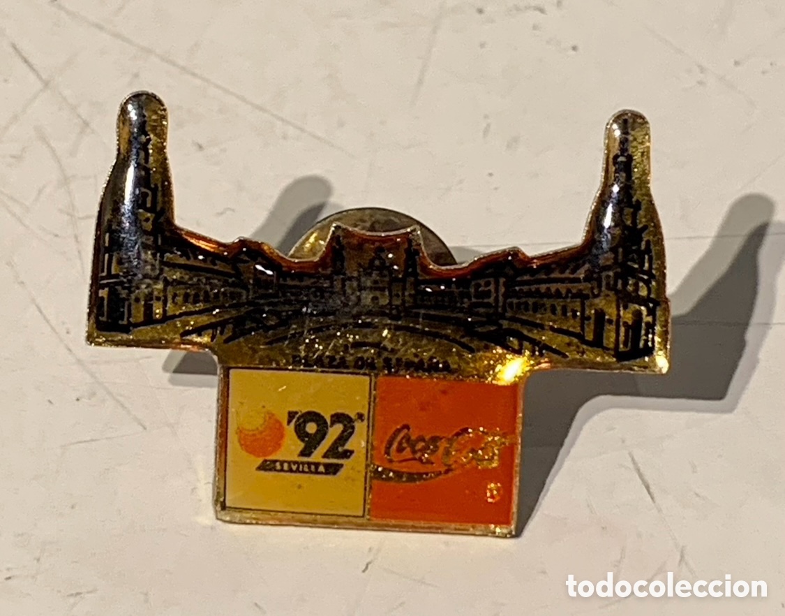 Pins de colecci&oacute;n: Pin. COBI. Sevilla 92. Plaza de Espa&ntilde;a. Coca Cola. 1992.