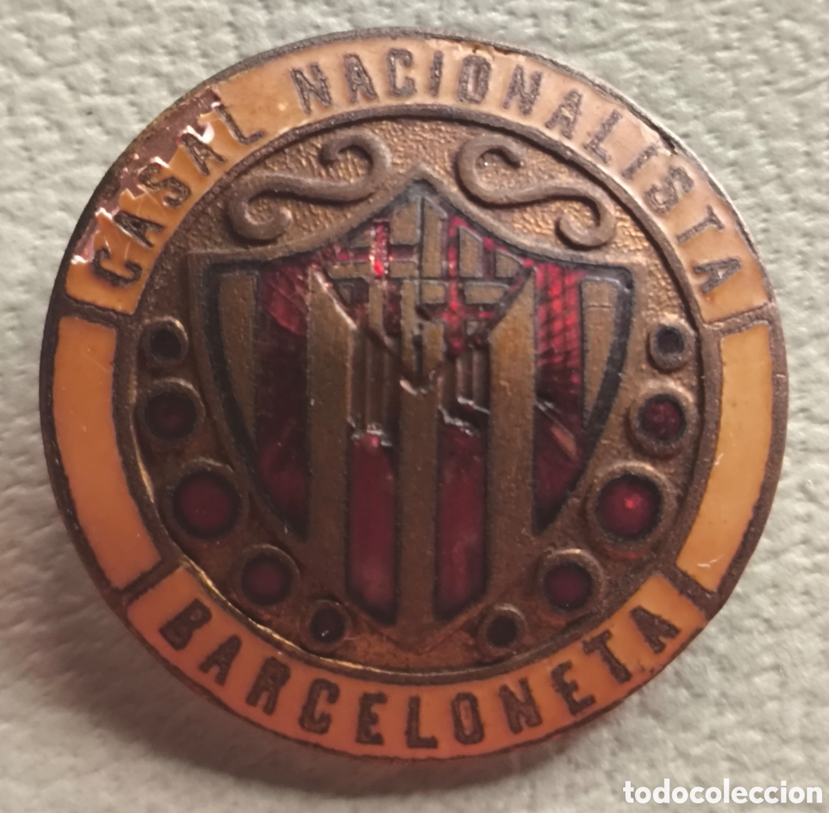 Pins de colecci&oacute;n: CATALUNYA CASAL NACIONALISTA BARCELONETA INSIGNIA ESMALTADA CASTELLS BARCELONA C. 1920