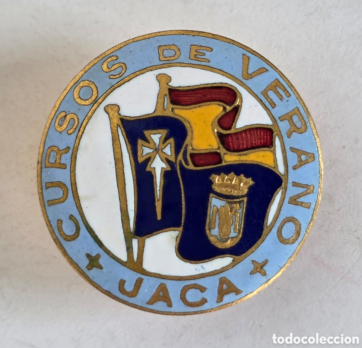 Pins de colecci&oacute;n: Insignia Esmaltada ojal Cursos de Verano Jaca - Bandera Espa&ntilde;ola - Huesca Arag&oacute;n