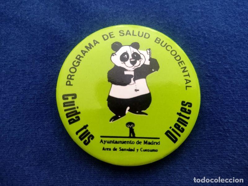 Collection pins: CHAPA AGUJA GRANDE CUIDA TUS DIENTES AYUNTAMIENTO MADRID PROGRAMA SALUD A&Ntilde;OS 80