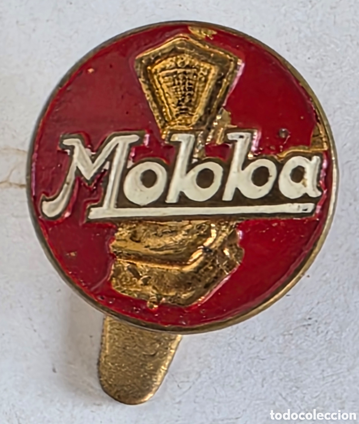Pins de colecci&oacute;n: Antigua Insignia ojal Mobba B&aacute;sculas Badalona - Metal y Esmalte - Publicidad Balanzas