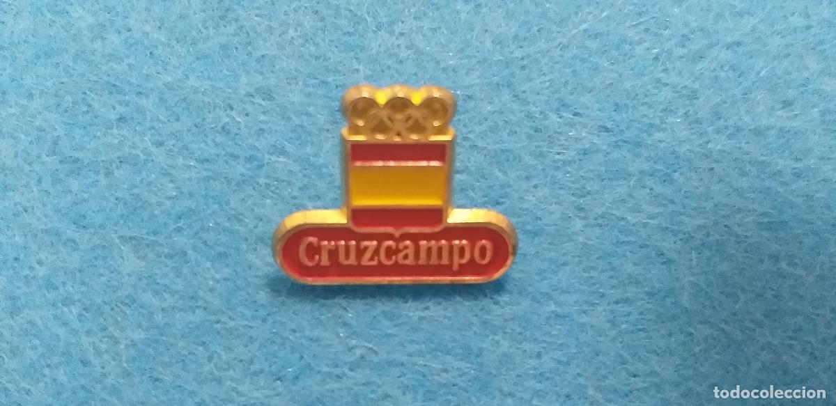 Pins de colecci&oacute;n: PINS. PIN DE OLIPIADAS ESPA&Ntilde;A 92. PUBLICIDAD CERVEZA. BANDERA ESPA&Ntilde;A Y AROS OL&Iacute;MPICOS CRUZ CAMPO.