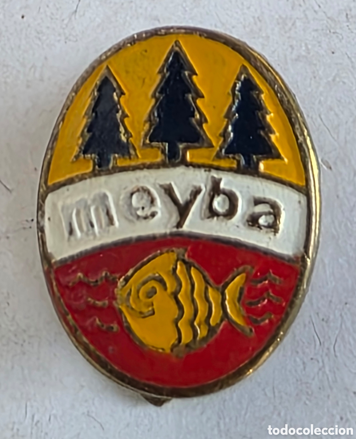 Pins de colecci&oacute;n: Insignia ojal publicidad Meyba - Marca Vintage Ropa Mestre y Ballv&eacute; - Ba&ntilde;adores