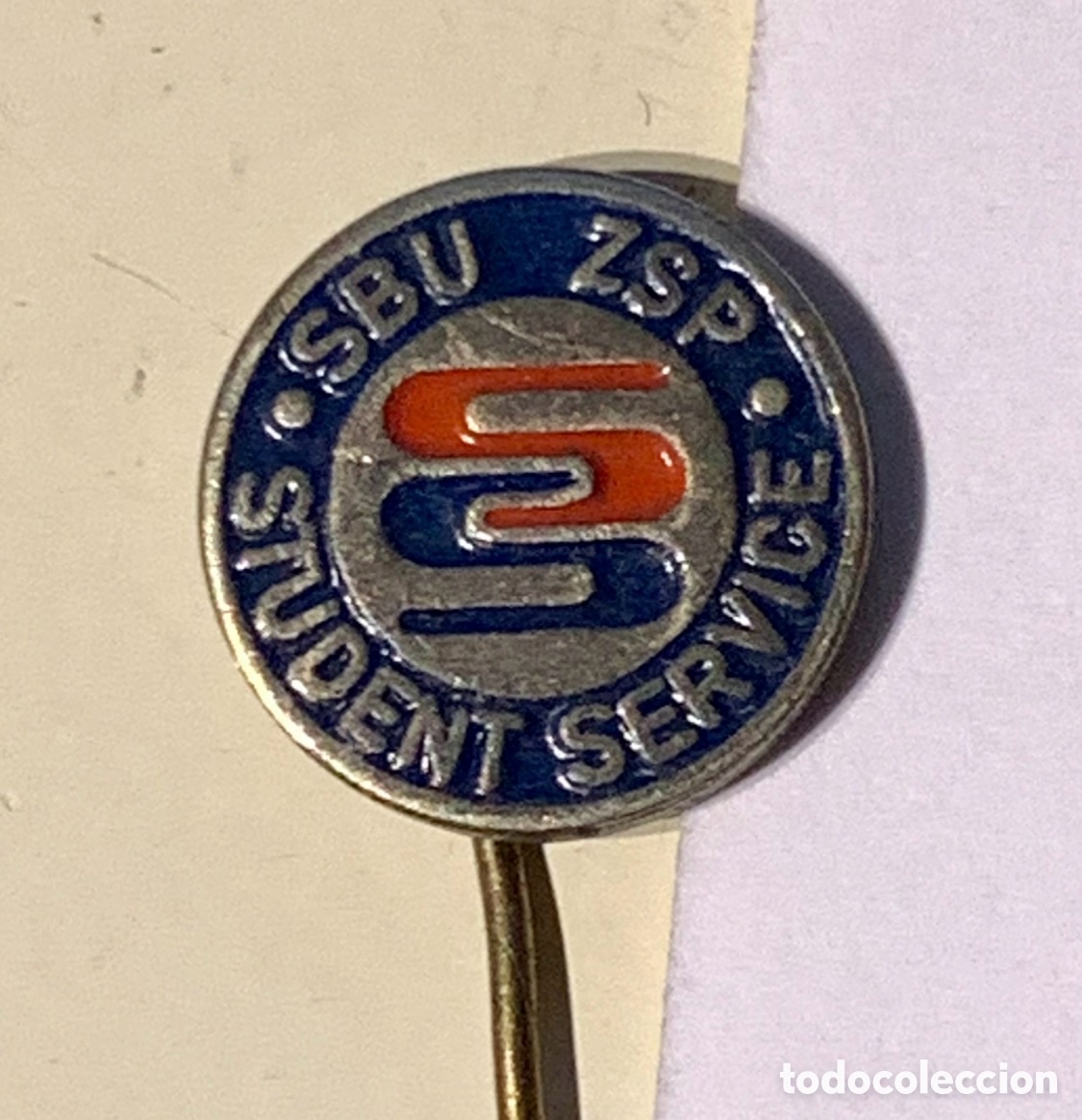 Pins de colecci&oacute;n: Pin de aguja. SBU ZSP. SS Student Service. Metal. A&ntilde;os 60.