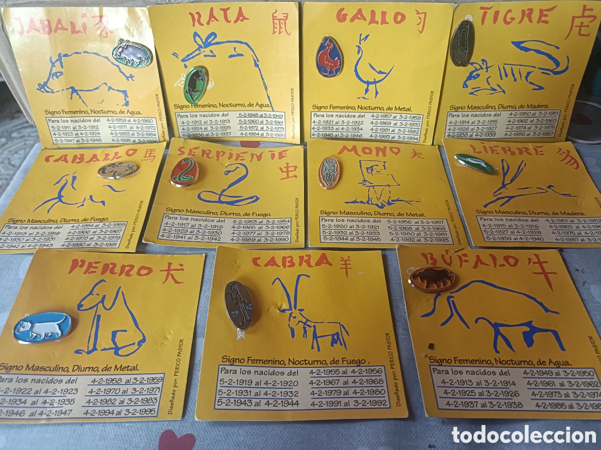 Pins de colecci&oacute;n: Pins EL HOROSCOPO CHINO Lote de Once Dise&ntilde;o de Perico Pastor