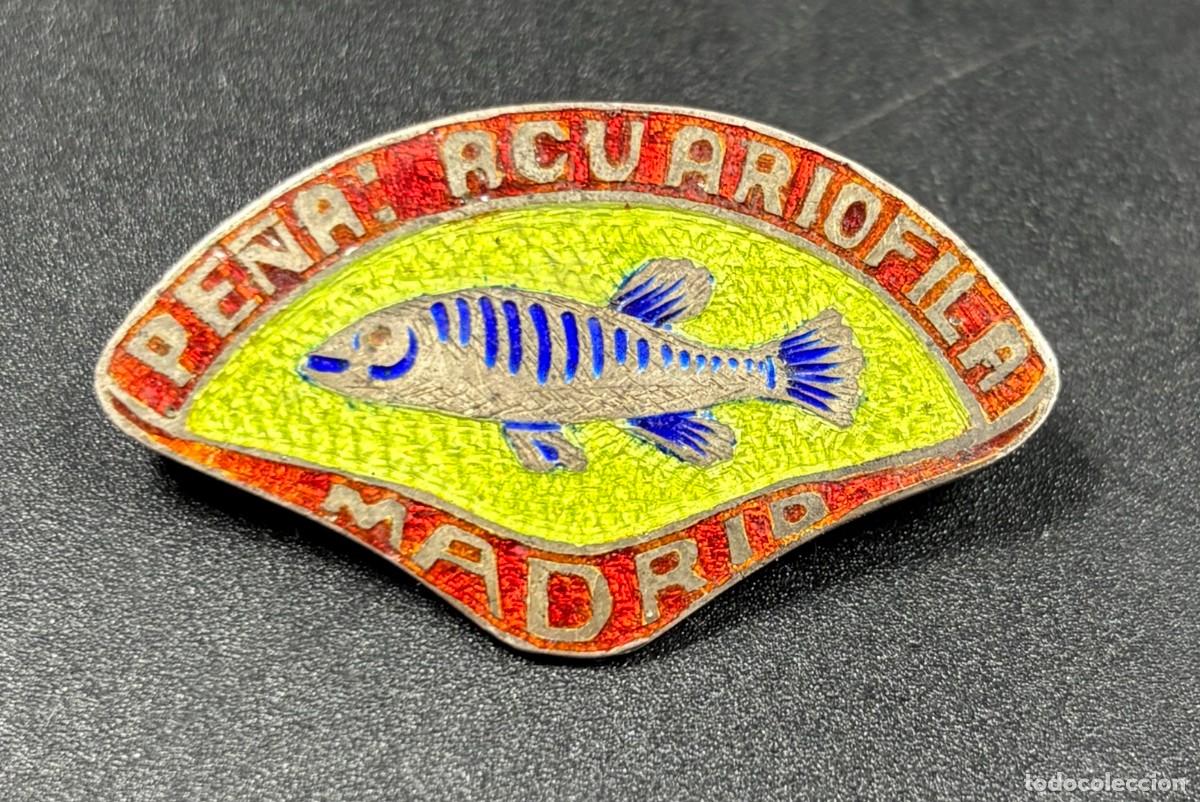 Pins de colecci&oacute;n: Rara insignia de plata y esmalte del club de acuariofilia de Madrid a&ntilde;os 60