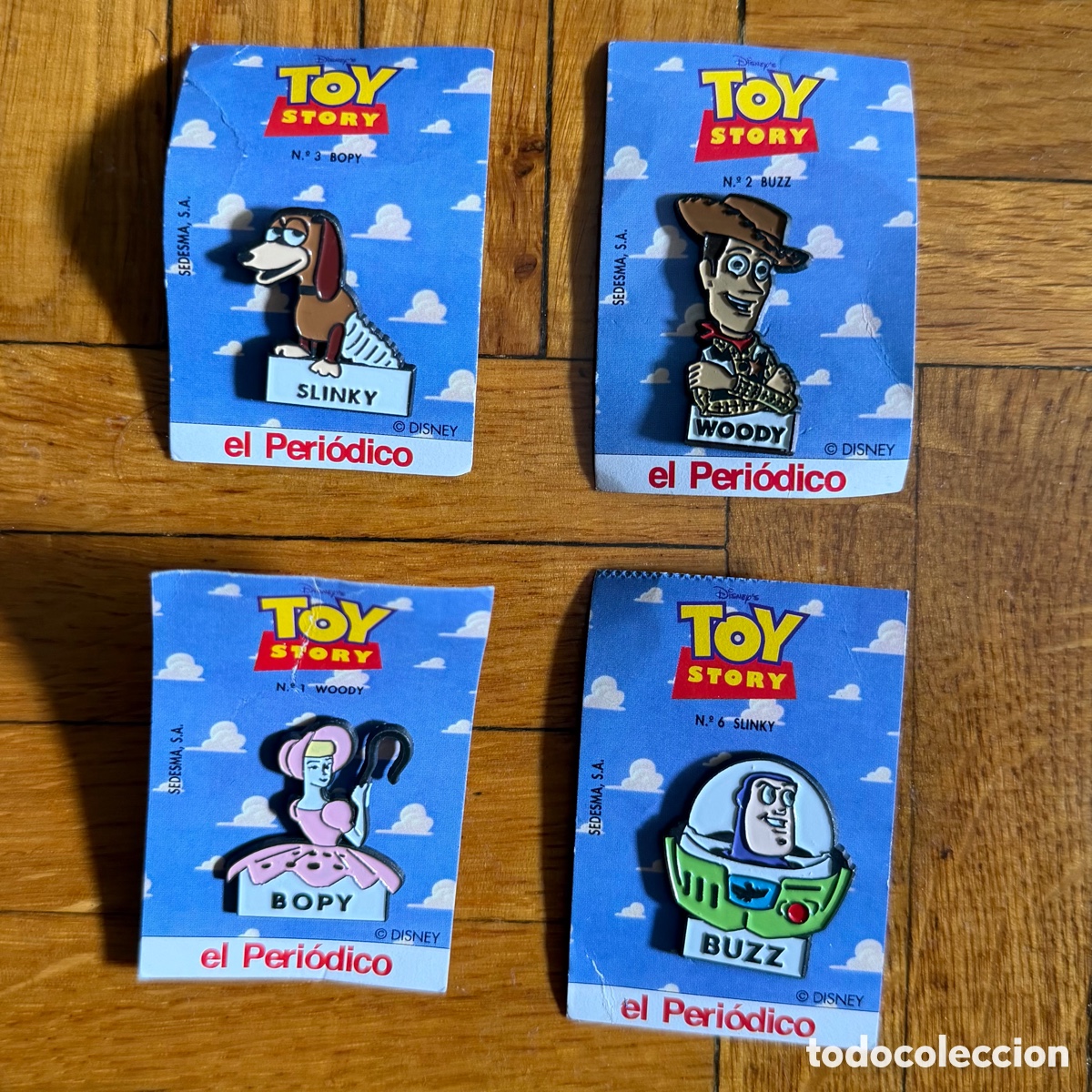 Pins de colecci&oacute;n: Lote 4 Pins Toy Story Disney El Periodico Sedesma