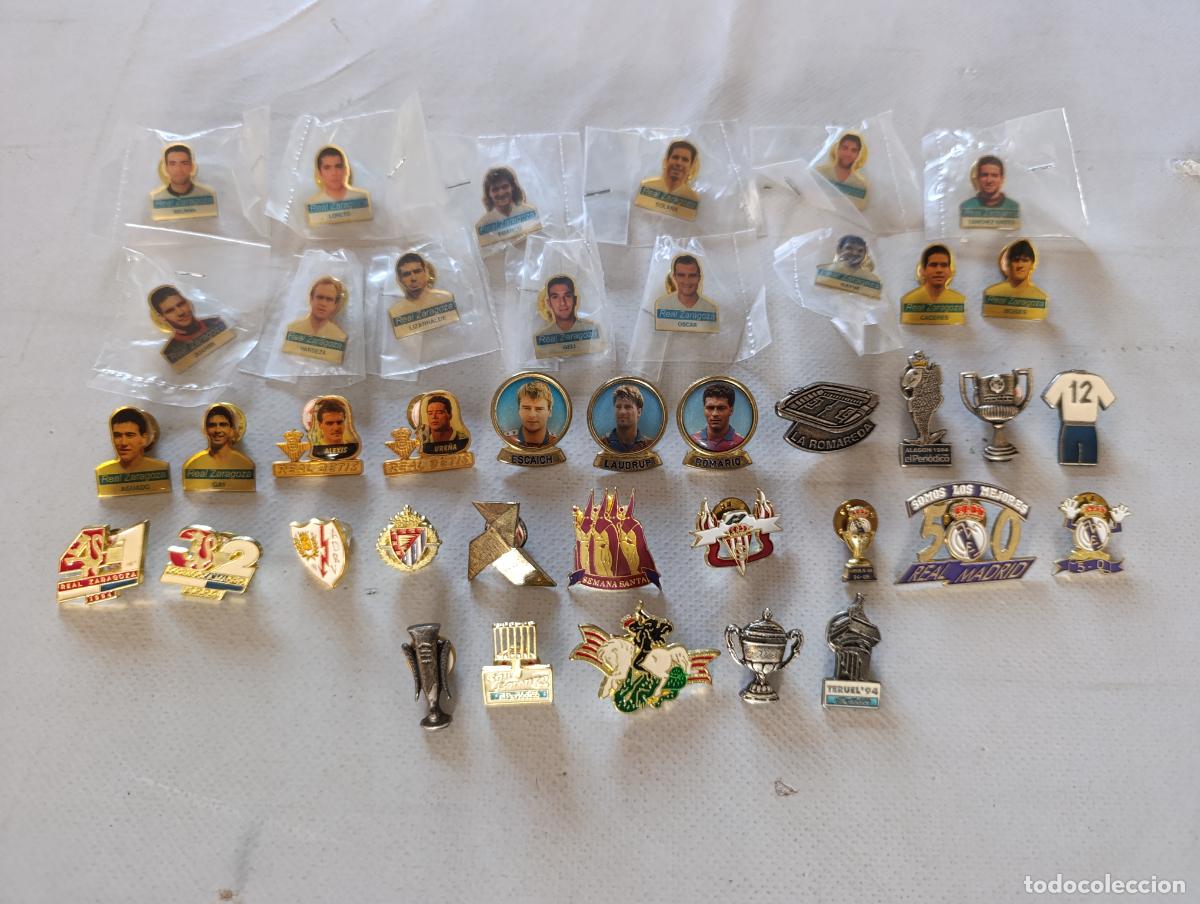 Pins de colecci&oacute;n: LOTE DE 40 PINES DE FUTBOL Y OTROS - BARCELONA, ZARAGOZA ETC - SIN REPETIDOS - PIN - A&Ntilde;OS 90 (114#)