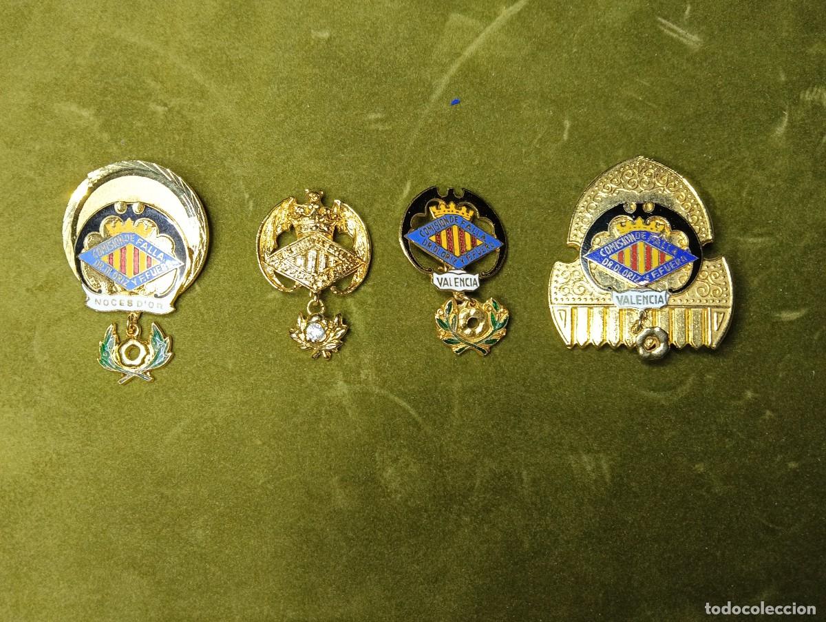 Pins de colecci&oacute;n: LOTE DE 4 INSIGNIAS / PINS VARIANTES FALLA DR. OLORIZ - ARZOB. FABIAN Y FUERO VALENCIA - JCF N&ordm; 5
