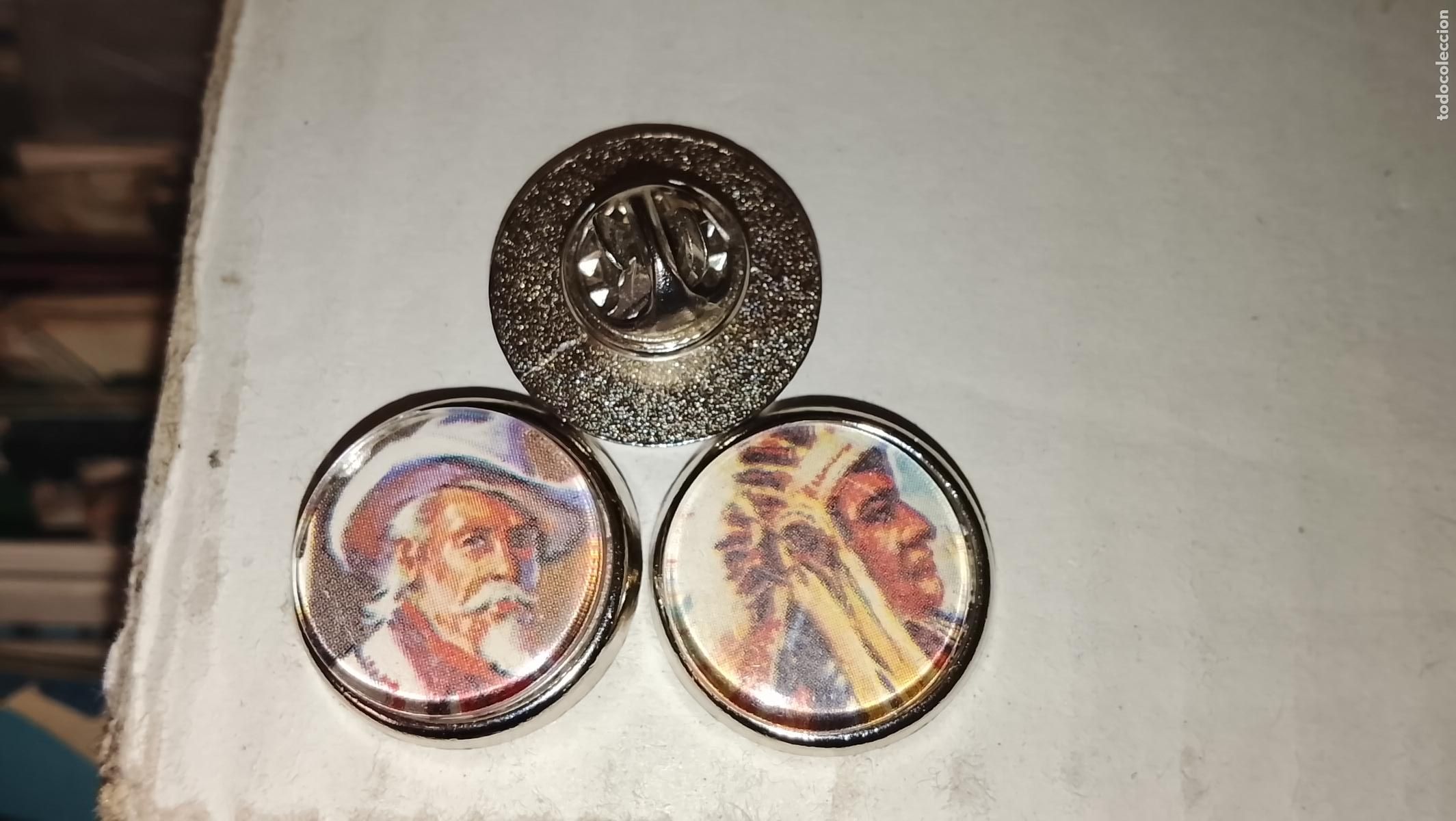 Pins de colecci&oacute;n: 2 PINS REDONDO METAL - INDIOS Y BAQUEROS BUFFALO BUFALO BILL Y STTING BULL
