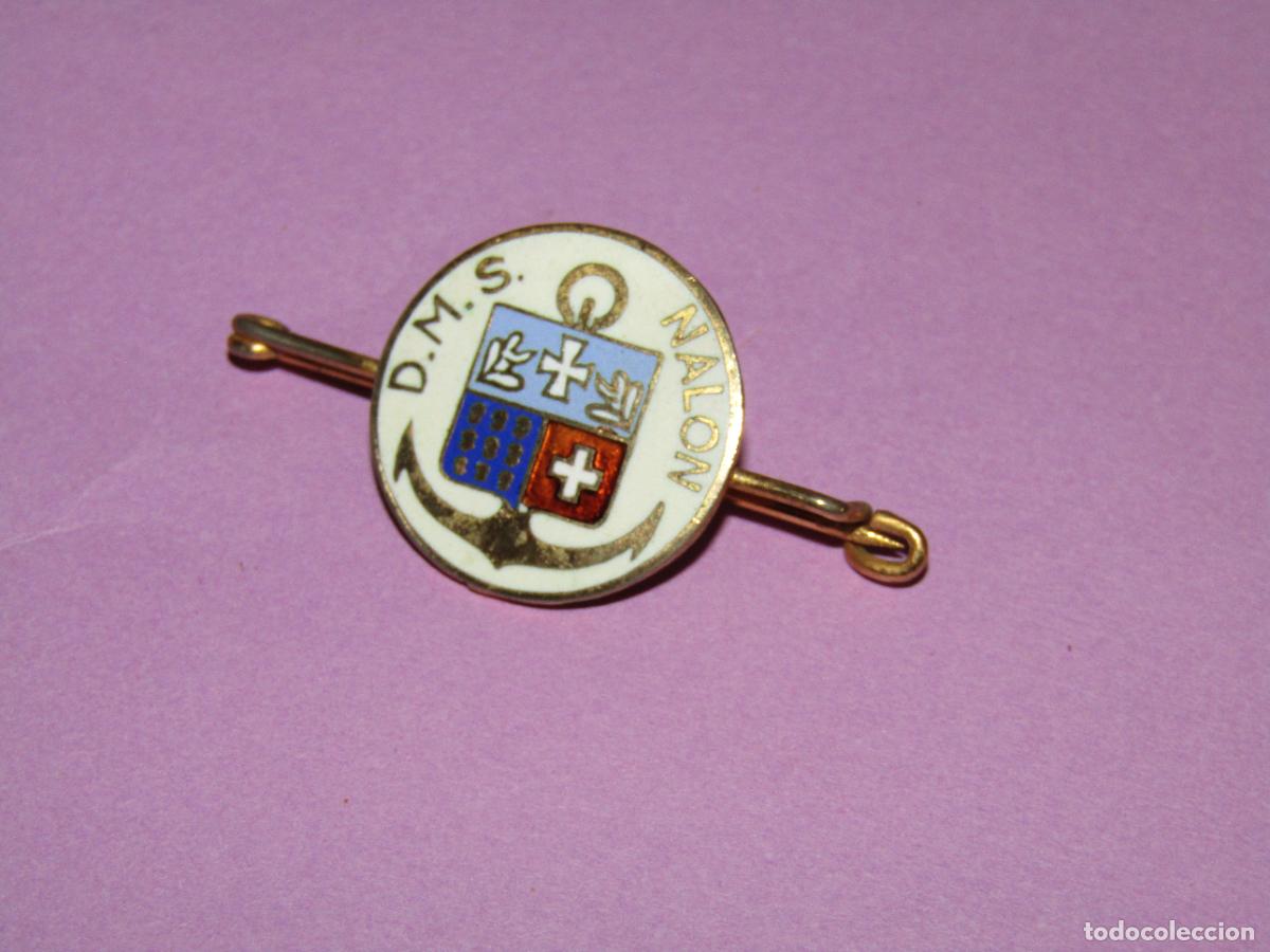 Pins de colecci&oacute;n: Antiguo Alfiler de Corbata en Lat&oacute;n y Esmaltes ARMADA ESPA&Ntilde;OLA del Dragaminas NALON M-21