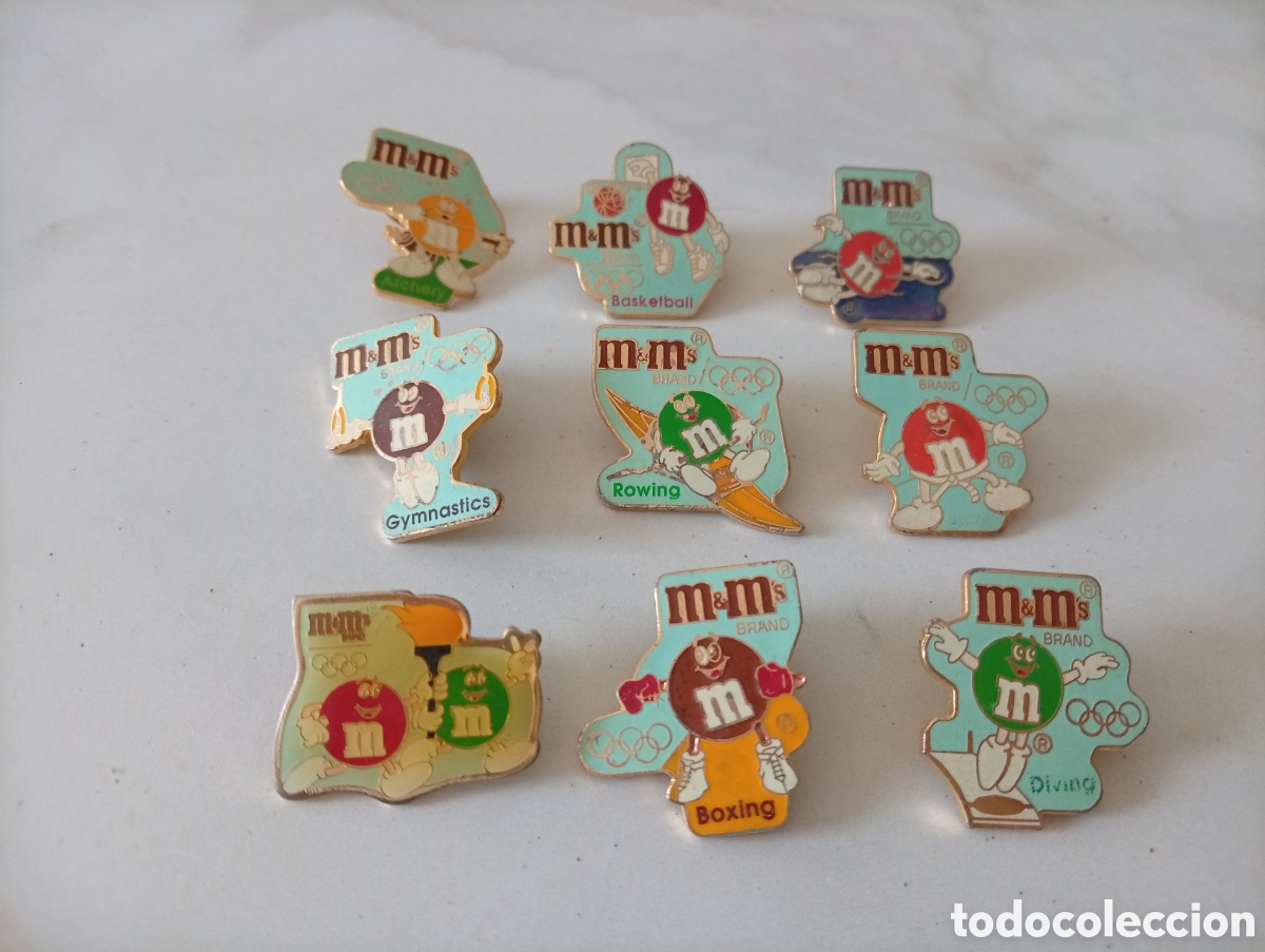 Pins de colecci&oacute;n: Pins M&Ms, lote de 9