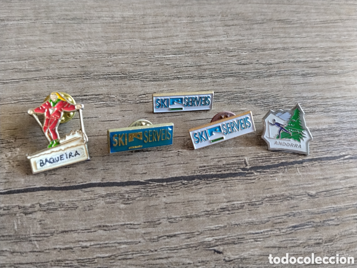 Pins de colecci&oacute;n: Lote 5 pins antiguos Andorra.baqueira beret.pas de la casa.ordino.pistas de esqui