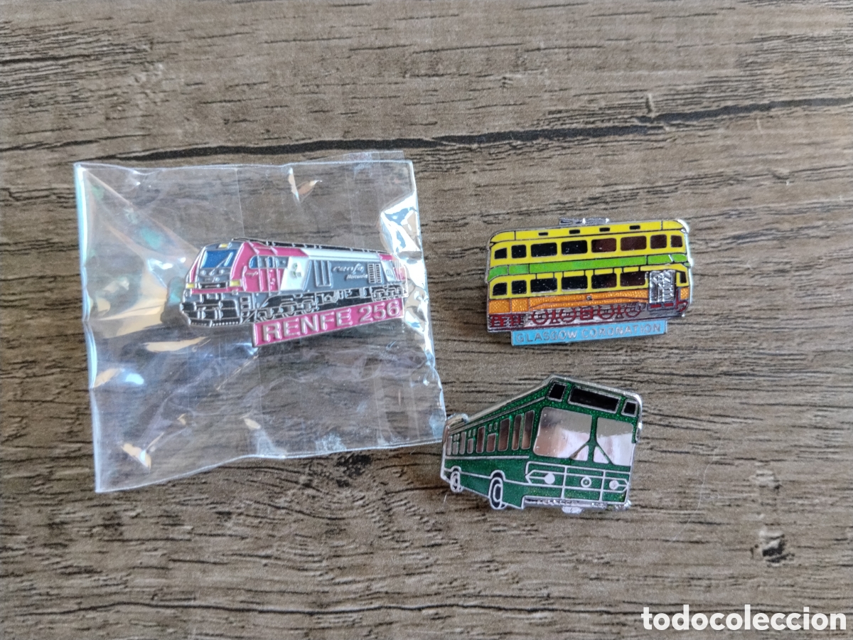 Pins de colecci&oacute;n: Lote de pins trenes antiguos. Tranv&iacute;a.trolebus.autobus.renfe.ferrocarril
