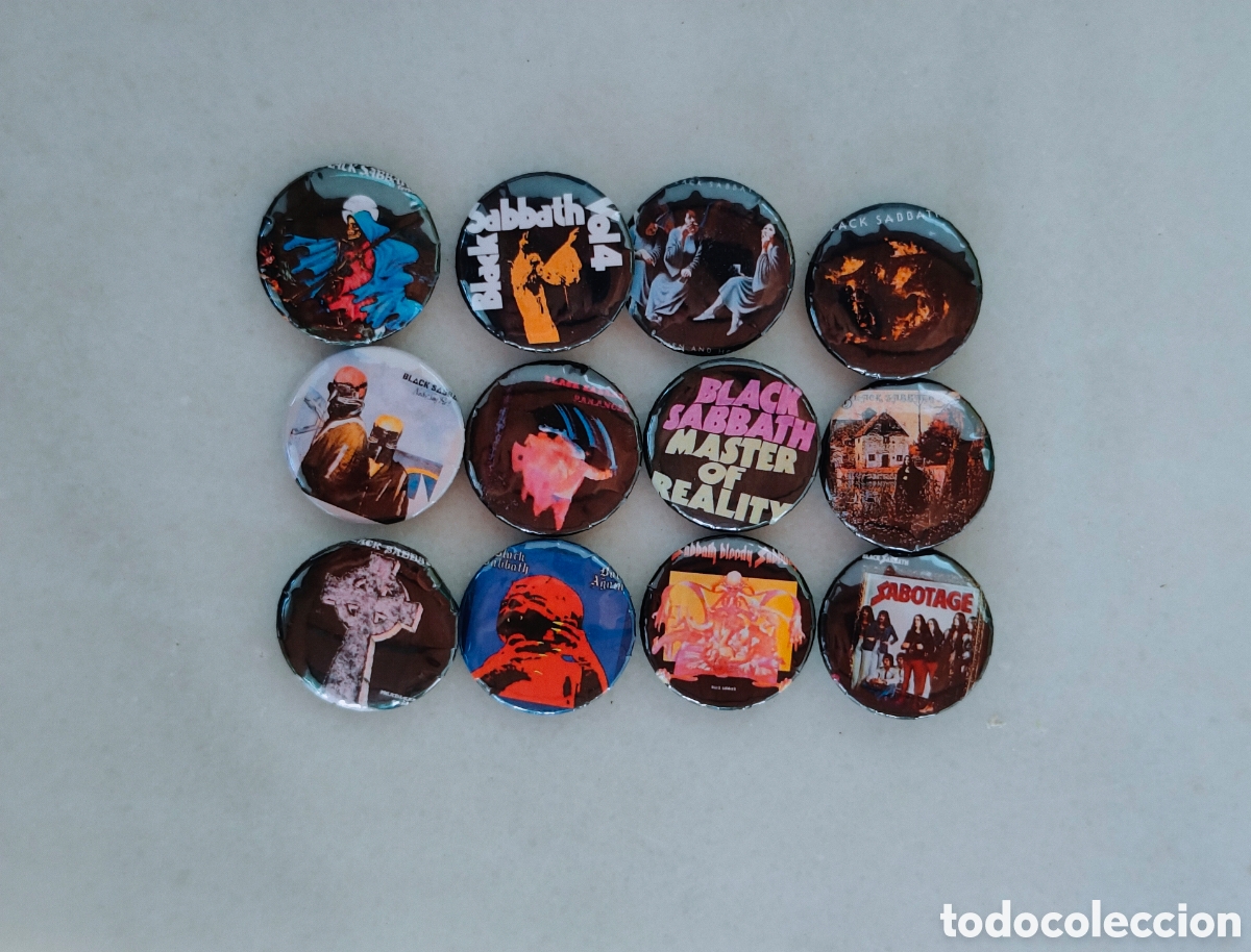Pins de colecci&oacute;n: BLACK SABBATH - Lote de chapas portadas discos LP
