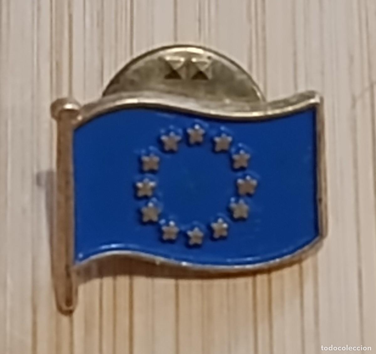 Pins de colecci&oacute;n: Pin Bandera Uni&oacute;n Europea - Esmaltado Dorado 12 Estrellas UE Solapa