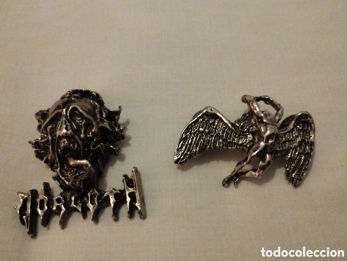 Pins de colecci&oacute;n: Lote 2 Pins Heavy Metal / G&oacute;tico: Metallica (Seek & Destroy) + &Aacute;ngel Ca&iacute;do &Iacute;caro ALCHEMY GOTHIC (Pel