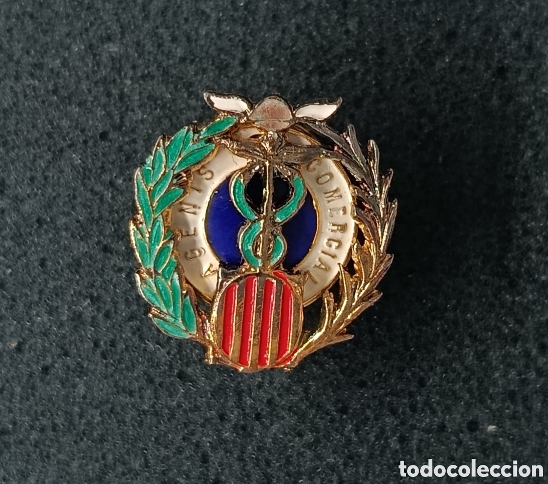 Sammlung von Pins: Antigua insignia pin de ojal o solapa esmaltada emblema agente comercial de farmacia de Catalunya