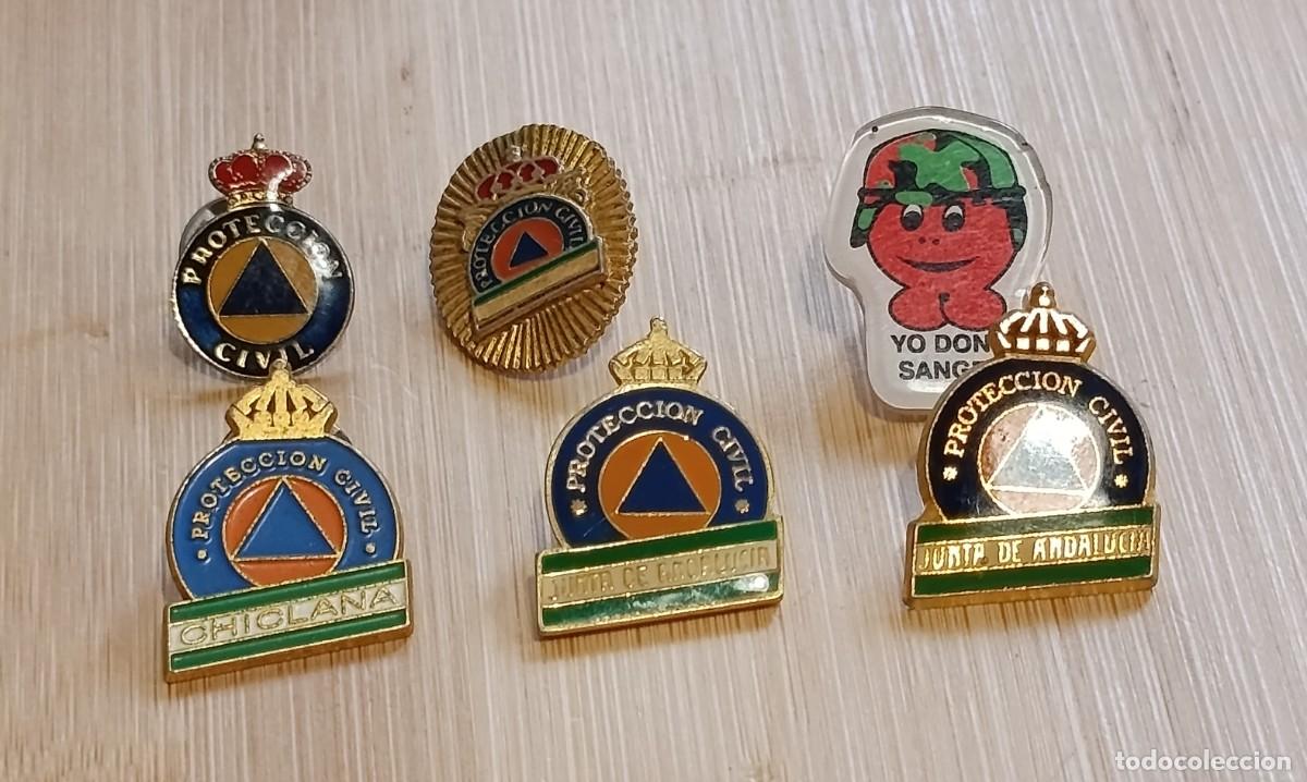 Pins de colecci&oacute;n: Lote de 6 Pins Vintage Protecci&oacute;n Civil (Andaluc&iacute;a y Chiclana) y Donaci&oacute;n de Sangre