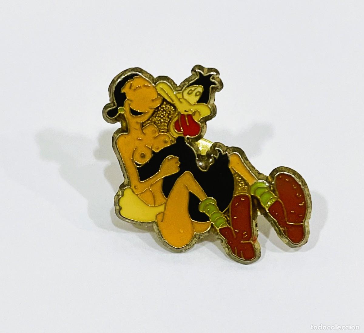 Pins de colecci&oacute;n: PIN SEXY ER&Oacute;TICO CON OLIVIA DE POPEYE Y EL PATO LUCAS ALGO DESPEINADO