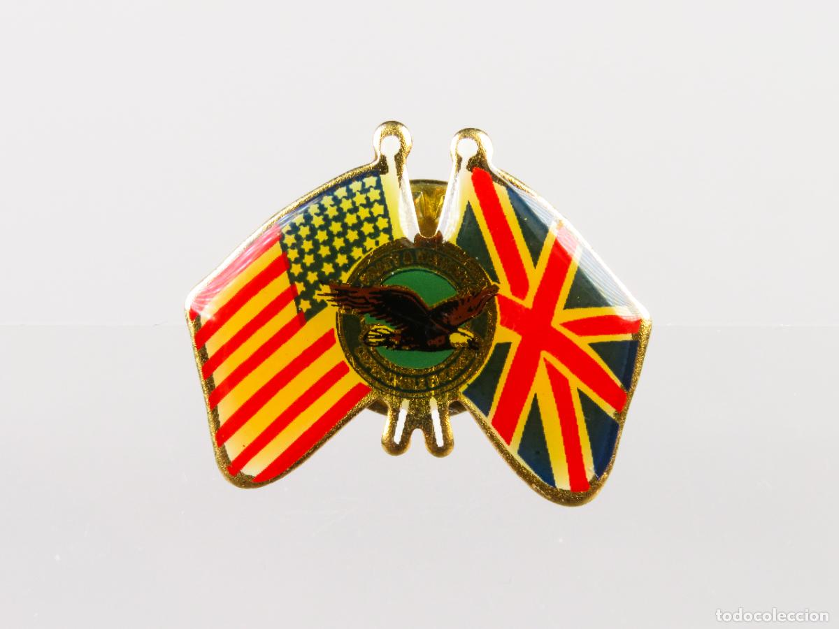 Pins de colecci&oacute;n: Pin banderas Gran Breta&ntilde;a Estados Unidos USA Pratt & Whitney Engines segunda mitad S XX
