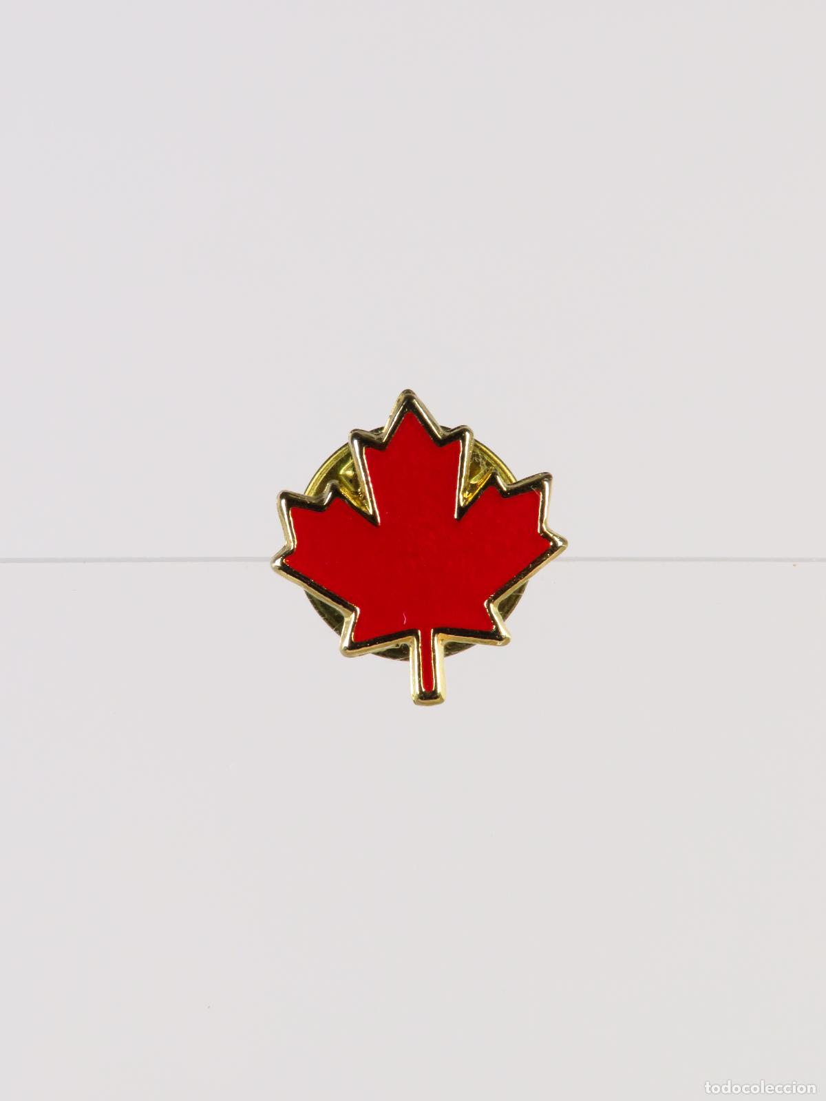 Pins de colecci&oacute;n: Pin Hoja Canad&aacute; metal dorado esmalte segunda mitad S XX