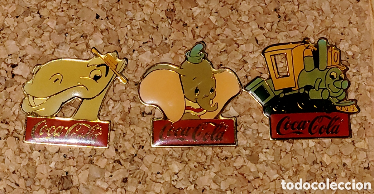 Pins de colecci&oacute;n: Bonito lote 3 pins Disney Coca Cola Dumbo serie 15 aniversario Walt Disney World Florida