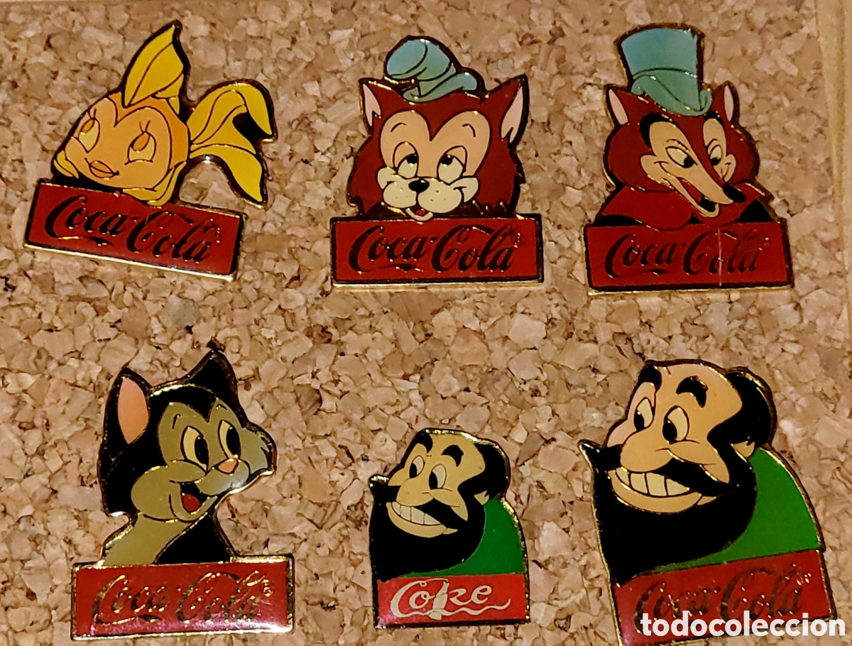 Pins de colecci&oacute;n: Bonito lote 5 + 1 pins Disney Coca Cola serie 15 aniversario Walt Disney World Florida
